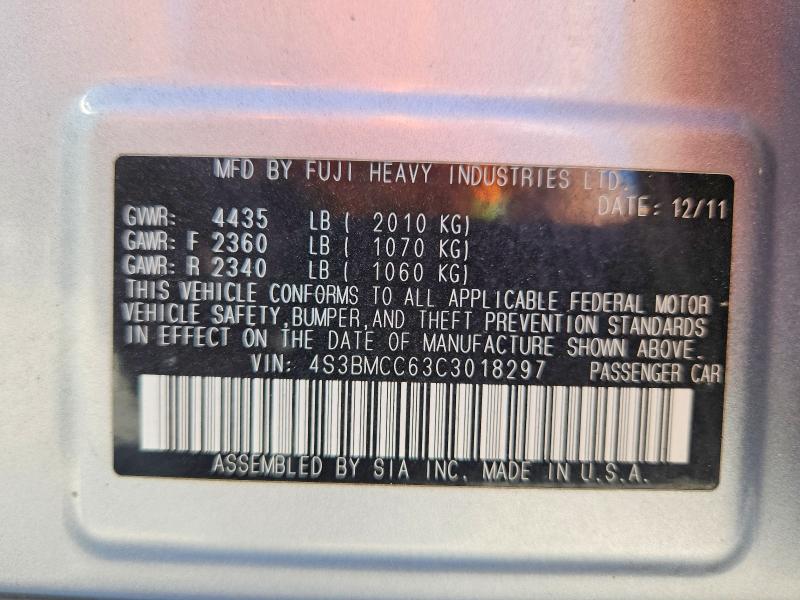 68232876 :رقم المزاد ، 4S3BMCC63C3018297 vin ، 2012 Subaru Legacy مزاد بيع