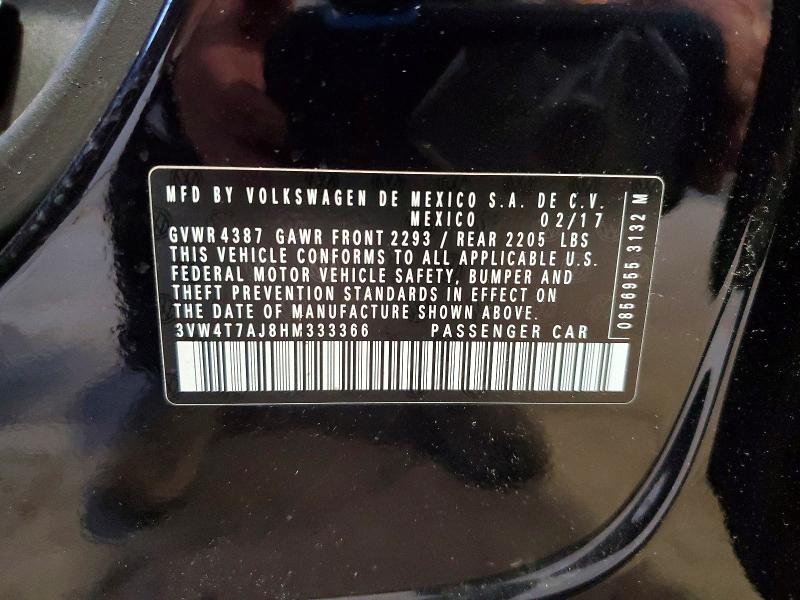 Продаж на аукціоні авто 2017 Volkswagen Jetta, vin: 3VW4T7AJ8HM333366, номер лоту: 68958596