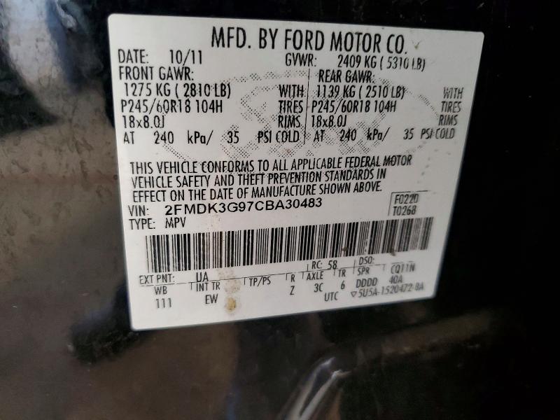 Продаж на аукціоні авто 2012 Ford Edge, vin: 2FMDK3G97CBA30483, номер лоту: 69602396