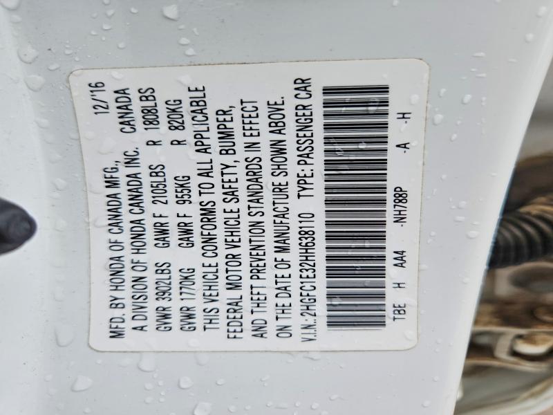 2017 Honda Civic მანქანა იყიდება აუქციონზე, vin: 2HGFC1E32HH638110, აუქციონის ნომერი: 70378416