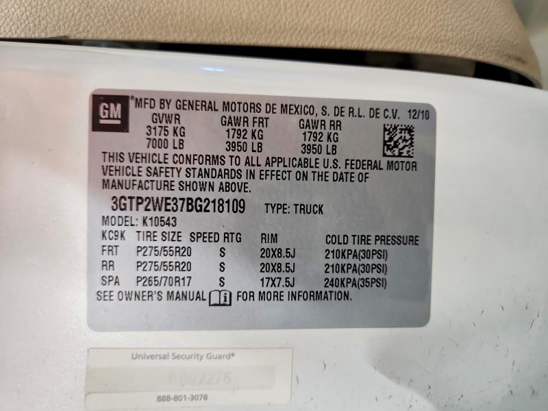 67718996 :رقم المزاد ، 3GTP2WE37BG218109 vin ، 2011 Gmc Sierra مزاد بيع