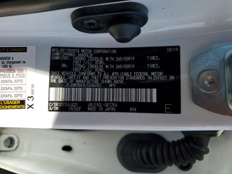 68013336 :رقم المزاد ، JTJGM7BX1L5246050 vin ، 2020 Lexus Gx مزاد بيع
