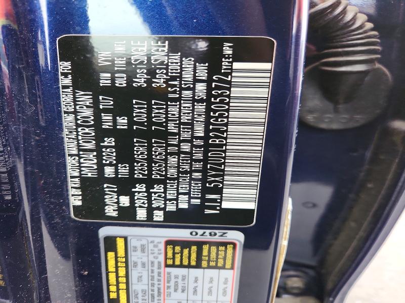 71224576 :رقم المزاد ، 5XYZUDLB2JG505372 vin ، 2018 Hyundai Santa Fe Sport مزاد بيع