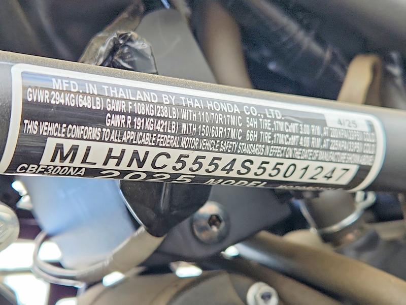 Продажа на аукционе авто 2025 Honda Cbf300, vin: MLHNC5554S5501247, номер лота: 69720136