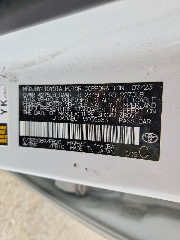 2023 Toyota Prius მანქანა იყიდება აუქციონზე, vin: JTDADABU1P3005683, აუქციონის ნომერი: 69187776
