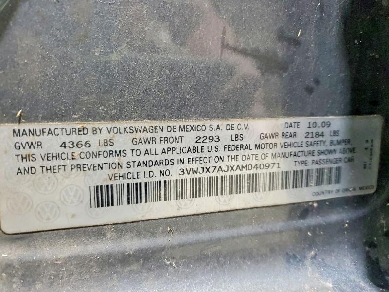 Aukcja sprzedaży 2010 Volkswagen Jetta, vin: 3VWJX7AJXAM040971, numer aukcji: 70657446