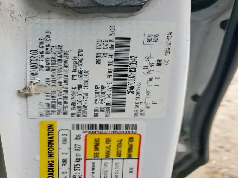 Продажа на аукционе авто 2017 Ford Fusion, vin: 3FA6P0LU7HR303542, номер лота: 68751716