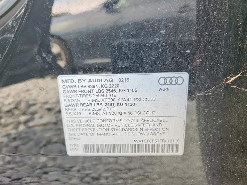 Продажа на аукционе авто 2015 Audi Q3, vin: WA1GFCFS7FR012118, номер лота: 71049606