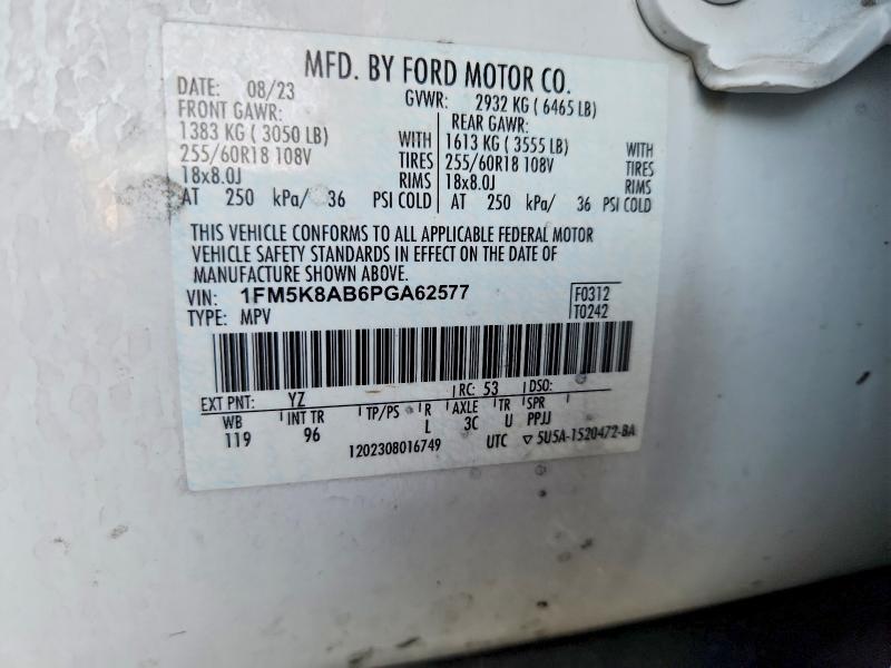 Продаж на аукціоні авто 2023 Ford Explorer, vin: 1FM5K8AB6PGA62577, номер лоту: 67330826