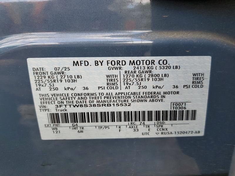 Продажа на аукционе авто 2025 Ford Maverick, vin: 3FTTW8S38SRB15532, номер лота: 69326086