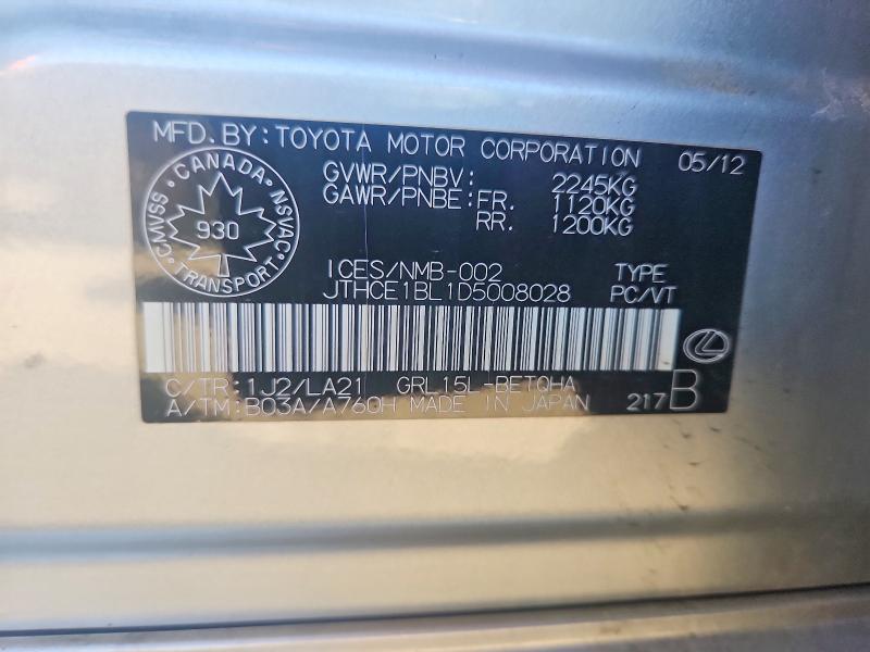 67708476 :رقم المزاد ، JTHCE1BL1D5008028 vin ، 2013 Lexus Gs مزاد بيع