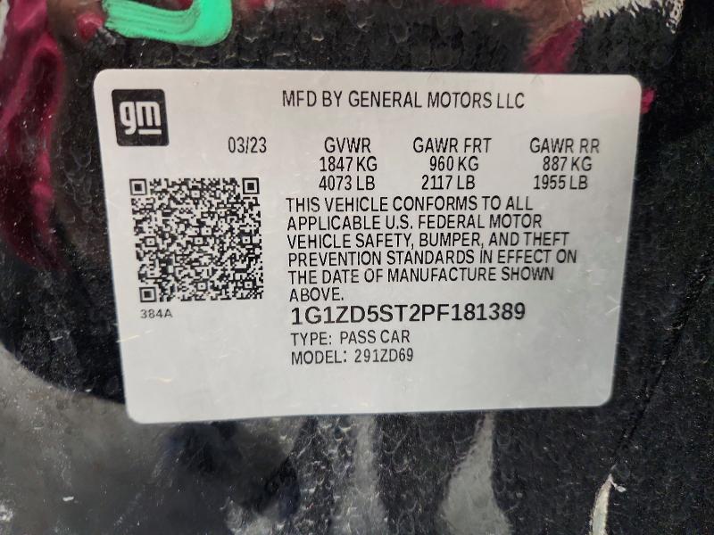 Aukcja sprzedaży 2023 Chevrolet Malibu, vin: 1G1ZD5ST2PF181389, numer aukcji: 70476646