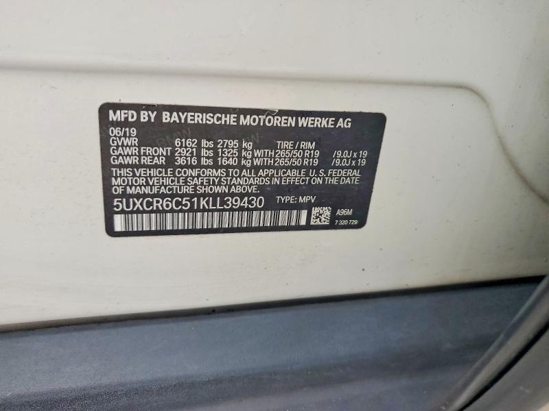 2019 Bmw X5 მანქანა იყიდება აუქციონზე, vin: 5UXCR6C51KLL39430, აუქციონის ნომერი: 67639516
