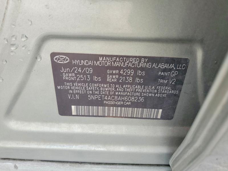 2010 Hyundai Sonata მანქანა იყიდება აუქციონზე, vin: 5NPET4AC8AH608236, აუქციონის ნომერი: 69976996