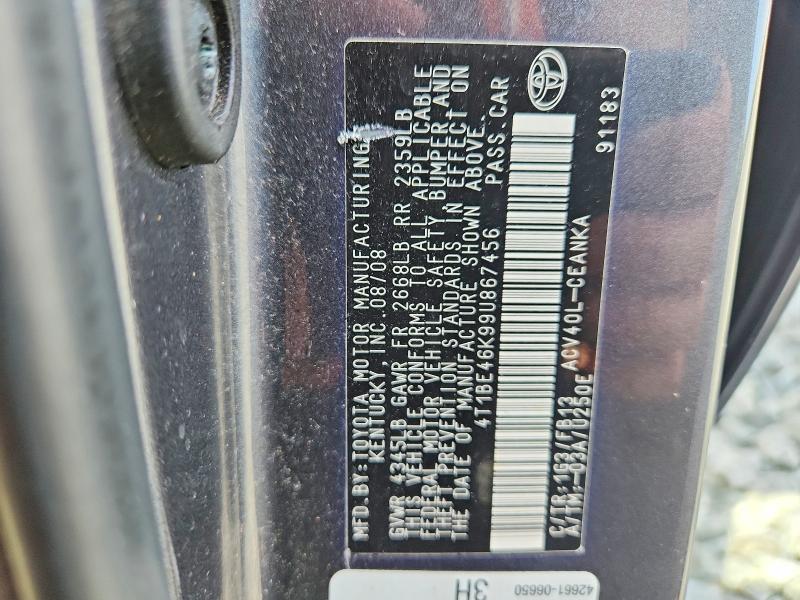 Aukcja sprzedaży 2009 Toyota Camry, vin: 4T1BE46K99U867456, numer aukcji: 69303786