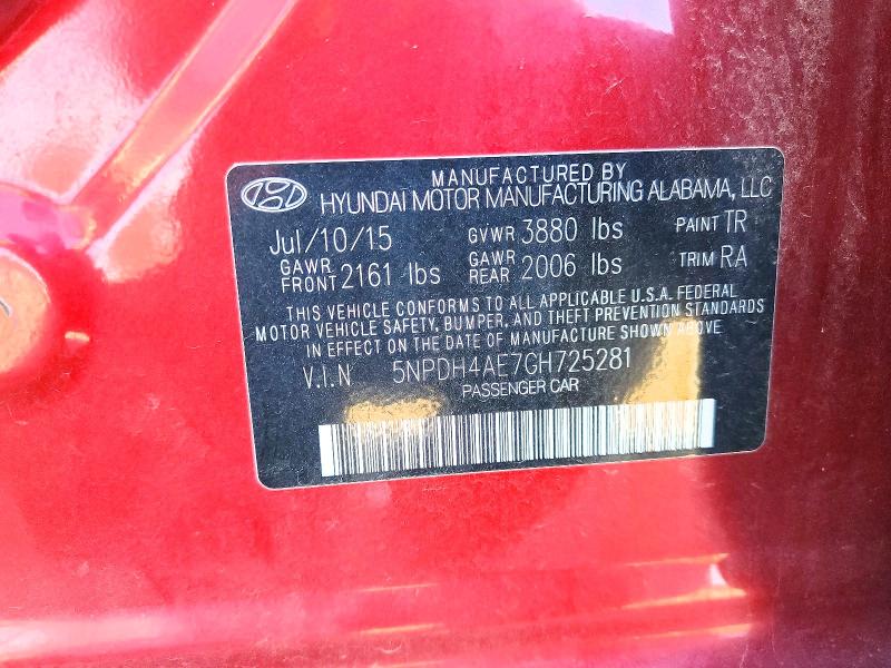 Aukcja sprzedaży 2016 Hyundai Elantra, vin: 5NPDH4AE7GH725281, numer aukcji: 68500526