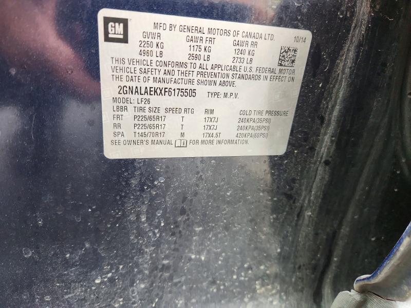 Aukcja sprzedaży 2015 Chevrolet Equinox, vin: 2GNALAEKXF6175505, numer aukcji: 68356886