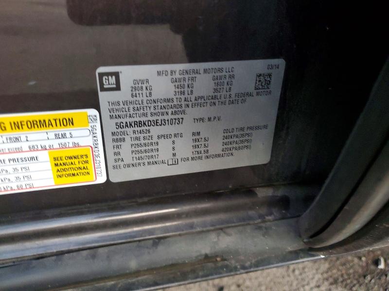 Aukcja sprzedaży 2014 Buick Enclave, vin: 5GAKRBKD3EJ310737, numer aukcji: 68208276