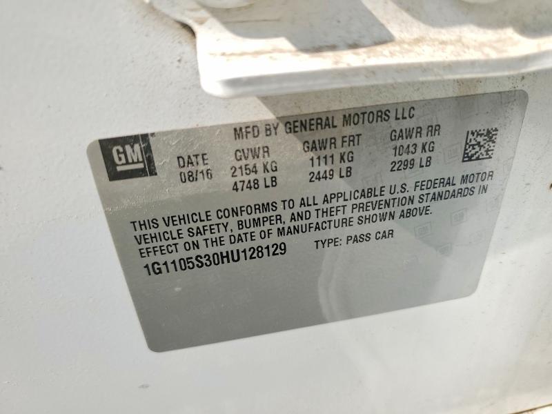2017 Chevrolet Impala მანქანა იყიდება აუქციონზე, vin: 1G1105S30HU128129, აუქციონის ნომერი: 69558406