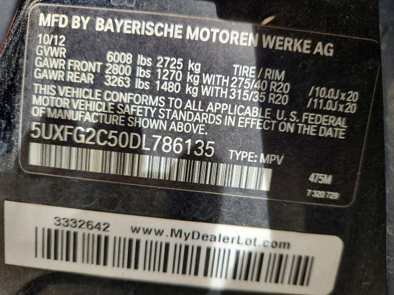 Продажа на аукционе авто 2013 Bmw X6, vin: 5UXFG2C50DL786135, номер лота: 70221626