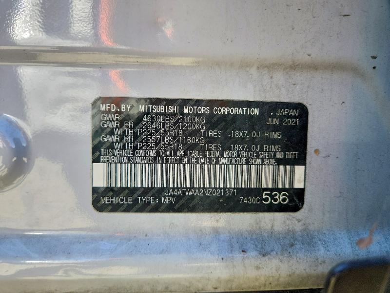 Aukcja sprzedaży 2022 Mitsubishi Eclipse Cross, vin: JA4ATWAA2NZ021371, numer aukcji: 68955146