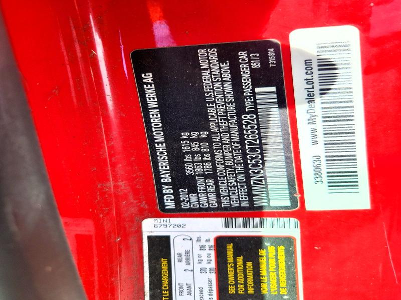 2012 Mini Cooper მანქანა იყიდება აუქციონზე, vin: WMWZN3C53CT265528, აუქციონის ნომერი: 70047316