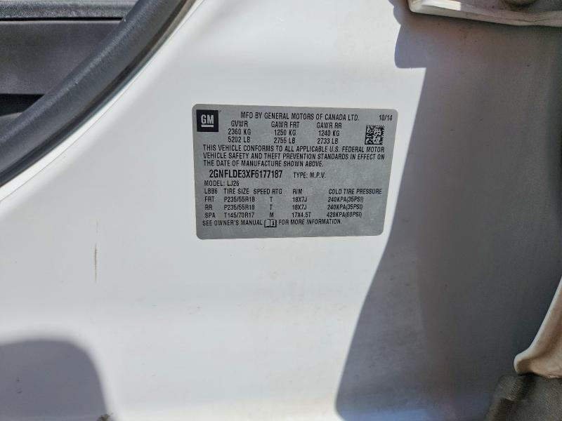 Aukcja sprzedaży 2015 Chevrolet Equinox, vin: 2GNFLDE3XF6177187, numer aukcji: 68643696