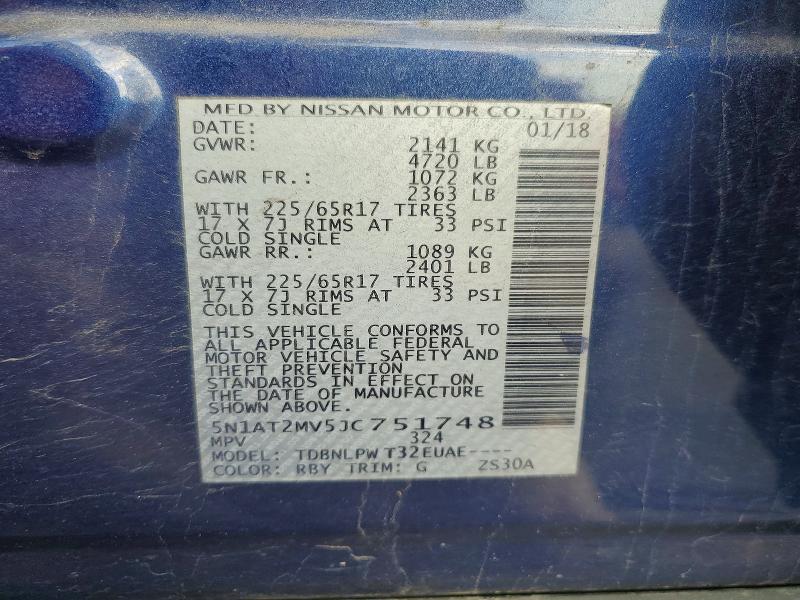 Продаж на аукціоні авто 2018 Nissan Rogue, vin: 5N1AT2MV5JC751748, номер лоту: 68222226