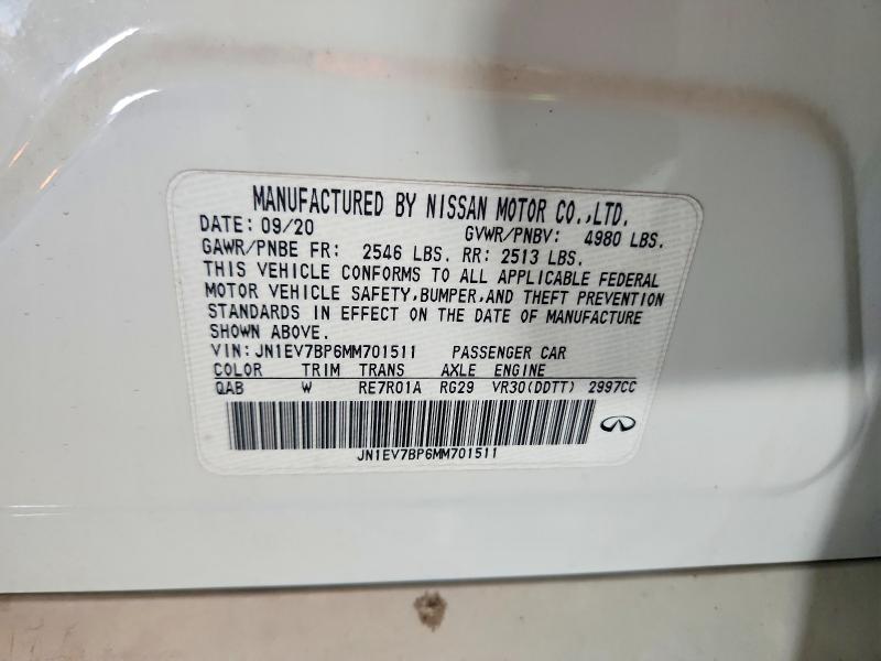 Aukcja sprzedaży 2021 Infiniti Q50, vin: JN1EV7BP6MM701511, numer aukcji: 68997436