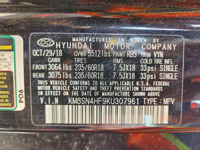Продаж на аукціоні авто 2019 Hyundai Santa Fe Xl, vin: KM8SN4HF9KU307961, номер лоту: 67447986