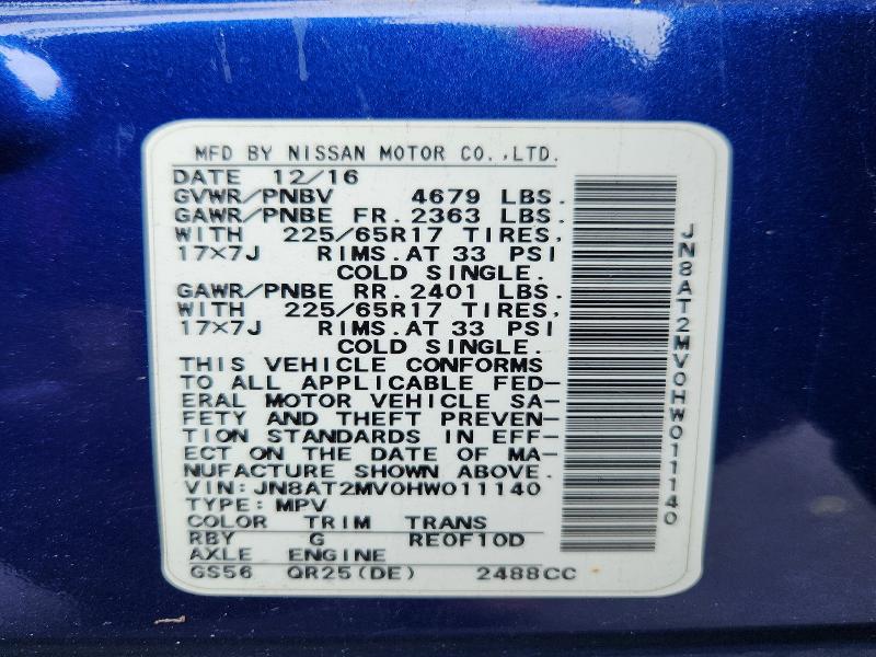 Продажа на аукционе авто 2017 Nissan Rogue, vin: JN8AT2MV0HW011140, номер лота: 70848146