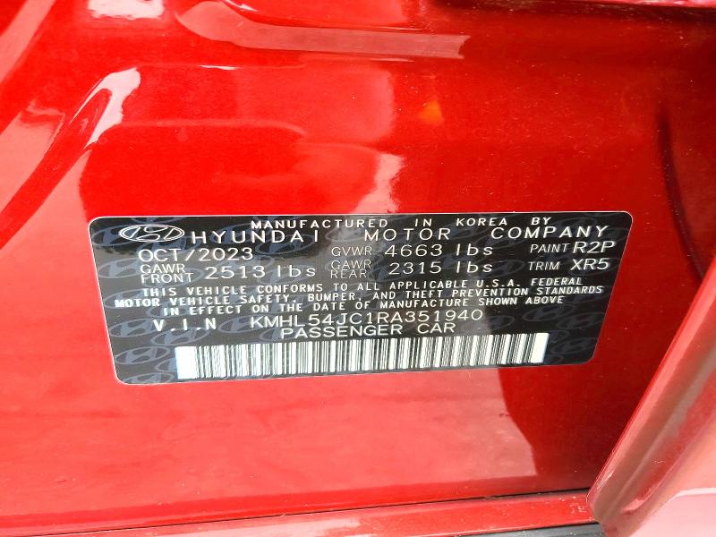 Продажа на аукционе авто 2024 Hyundai Sonata, vin: KMHL54JC1RA351940, номер лота: 67129906
