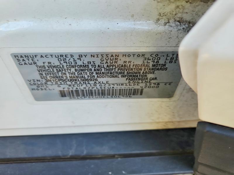 2019 Nissan Kicks მანქანა იყიდება აუქციონზე, vin: 3N1CP5CU0KL506926, აუქციონის ნომერი: 68741396