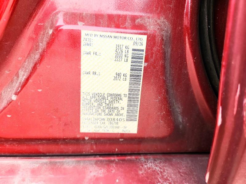 2017 Nissan Altima მანქანა იყიდება აუქციონზე, vin: 1N4AL3AP1HN308405, აუქციონის ნომერი: 68638396