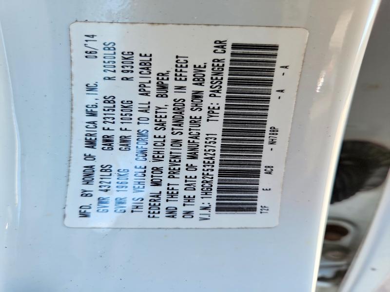 68212906 :رقم المزاد ، 1HGCR2F53EA257531 vin ، 2014 Honda Accord مزاد بيع