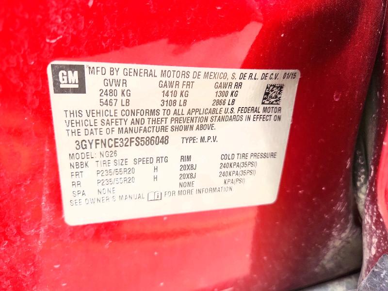68393776 :رقم المزاد ، 3GYFNCE32FS586048 vin ، 2015 Cadillac Srx مزاد بيع