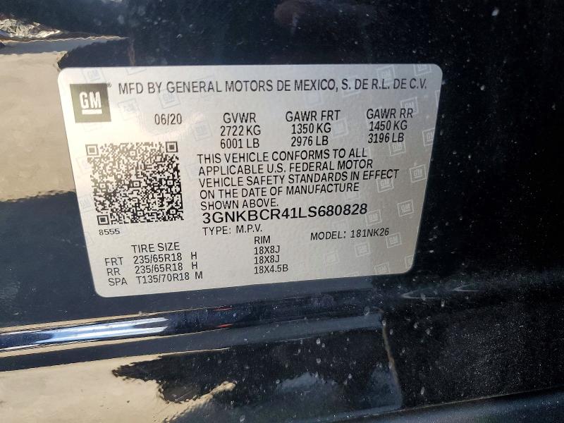 69796936 :رقم المزاد ، 3GNKBCR41LS680828 vin ، 2020 Chevrolet Blazer مزاد بيع