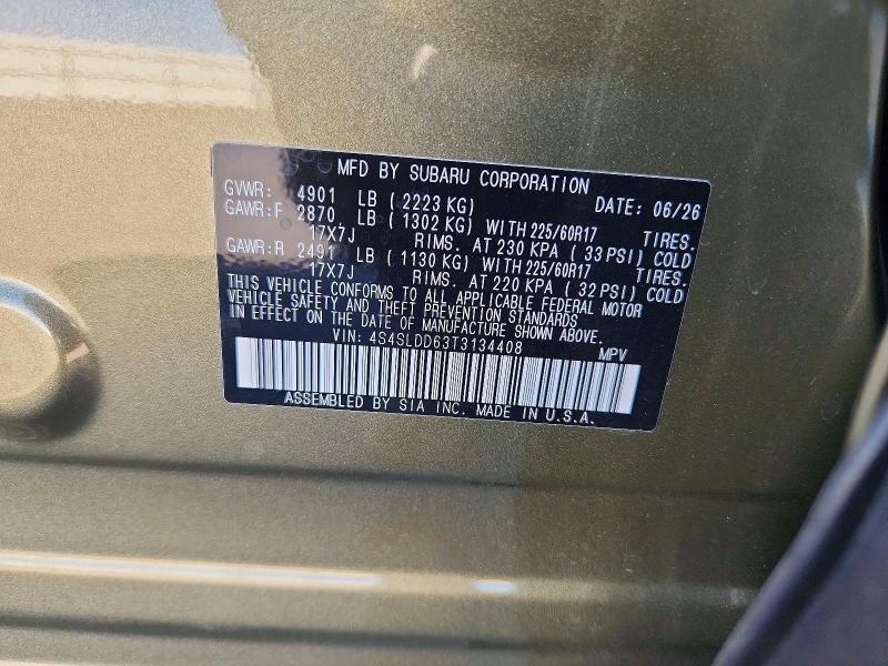 2026 Subaru Forester მანქანა იყიდება აუქციონზე, vin: 4S4SLDD63T3134408, აუქციონის ნომერი: 68700256
