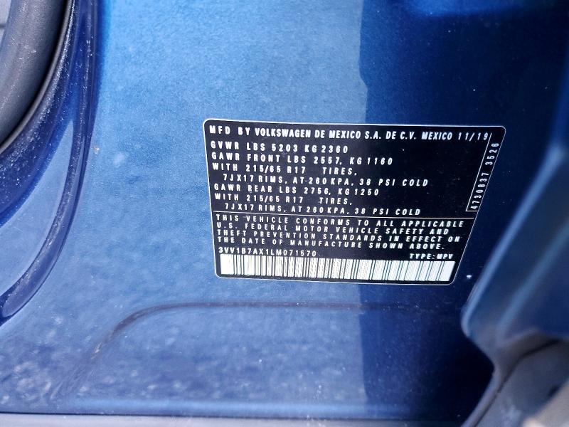 Aukcja sprzedaży 2020 Volkswagen Tiguan, vin: 3VV1B7AX1LM071570, numer aukcji: 67829326