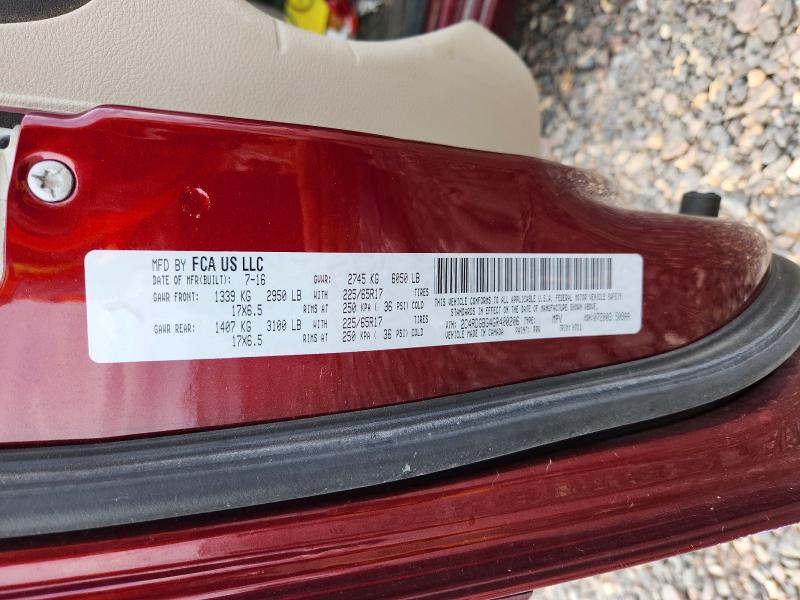 2016 Dodge Grand Caravan მანქანა იყიდება აუქციონზე, vin: 2C4RDGBG4GR400206, აუქციონის ნომერი: 68416286