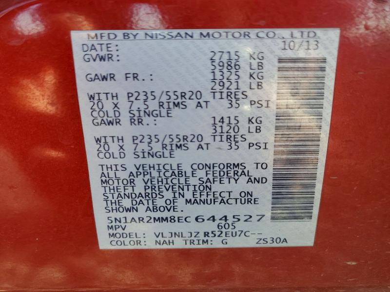 Aukcja sprzedaży 2014 Nissan Pathfinder, vin: 5N1AR2MM8EC644527, numer aukcji: 69753786