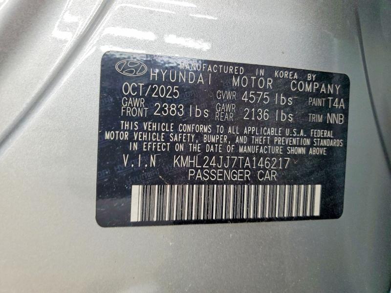 Aukcja sprzedaży 2026 Hyundai Sonata Hybrid, vin: KMHL24JJ7TA146217, numer aukcji: 67975146