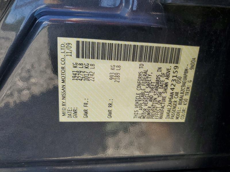 Продажа на аукционе авто 2010 Nissan Altima, vin: 1N4AL2AP6AN423159, номер лота: 70456466