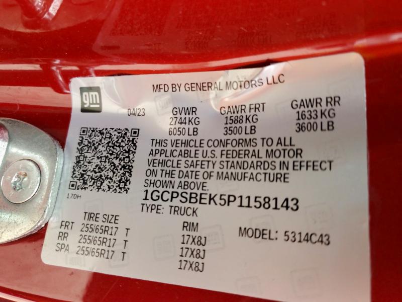 Продаж на аукціоні авто 2023 Chevrolet Colorado, vin: 1GCPSBEK5P1158143, номер лоту: 69772646