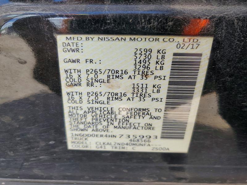 69560336 :رقم المزاد ، 1N6DD0ER4HN735993 vin ، 2017 Nissan Frontier مزاد بيع