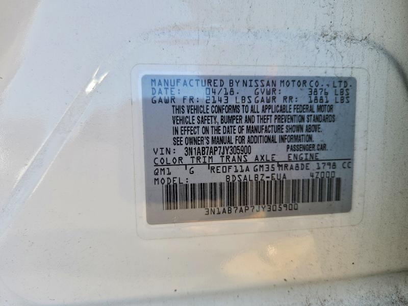 67332006 :رقم المزاد ، 3N1AB7AP7JY305900 vin ، 2018 Nissan Sentra مزاد بيع