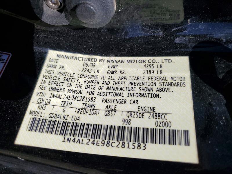 69018486 :رقم المزاد ، 1N4AL24E98C281583 vin ، 2008 Nissan Altima مزاد بيع