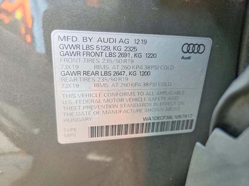 2020 Audi Q3 მანქანა იყიდება აუქციონზე, vin: WA1DECF38L1057917, აუქციონის ნომერი: 67660086