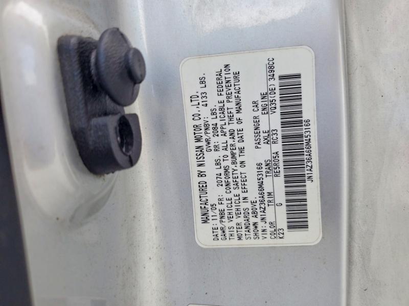 Auction sale of the 2006 Nissan 350z, vin: JN1AZ36A66M453166, lot number: 70904236