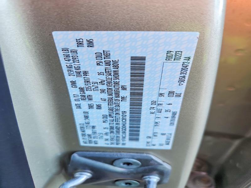 2017 Ford Escape მანქანა იყიდება აუქციონზე, vin: 1FMCU9GD0HUC81019, აუქციონის ნომერი: 70075756